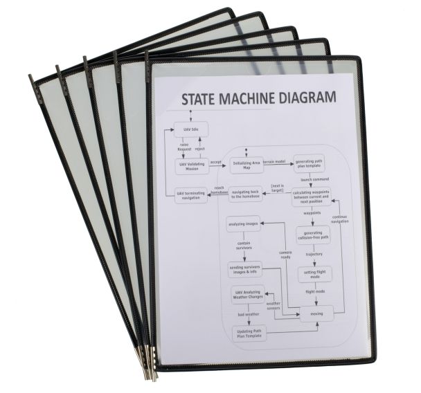 Lot de 10 Easy Load Pro pochettes A4: PP: avec épingle en métal: noir