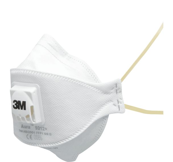 Lot de 10 Masque antipoussière 3M Aura FFP1 avec soupape série 9312+