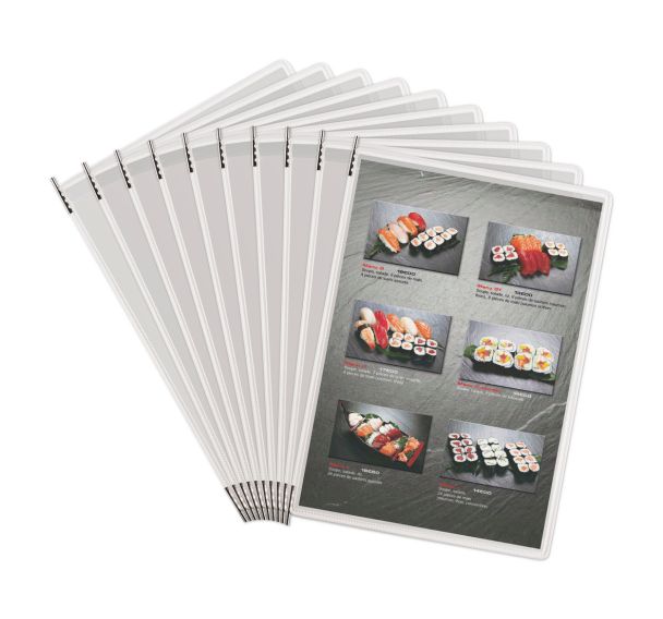Lot de 10 Poche à pivots inox antimicrobienne - A4 - blanc