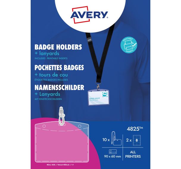Lot de 10 Porte-badges avec tours de cou - Avery