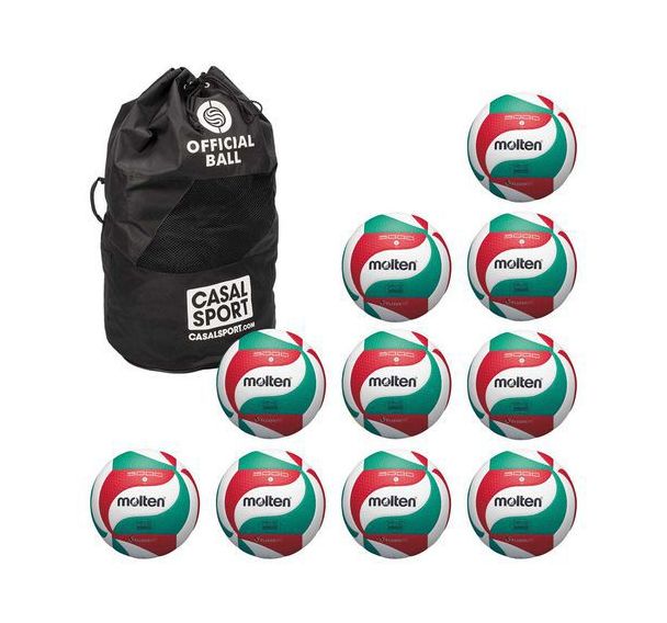 Lot de 10 ballons de volley Molten V5M5000 + sac de rangement