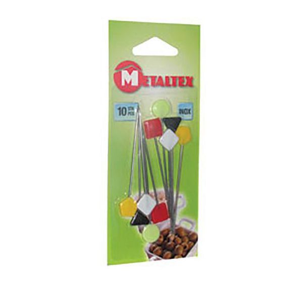 Lot de 10 piques à bigorneaux en inox embout coloré