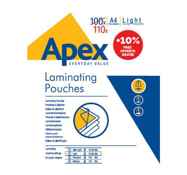 Lot de 110 Feuille de plastification A4 80 microns