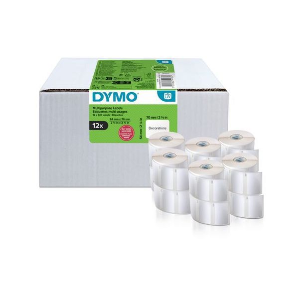 Lot de 12 Étiquette polyvalente papier blanc 54x70 mm pour LabelWriter