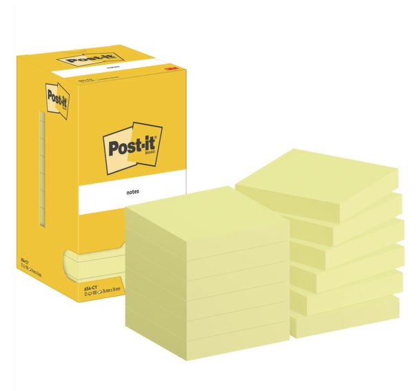 Lot de 12 Notes Post-it® 76 x 76 mm 12 blocs jaune - Post-it®