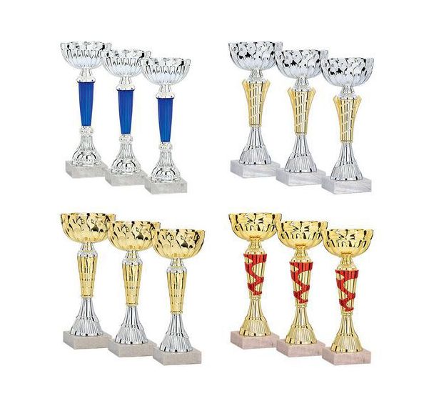 Lot de 12 coupes argent et or - hauteur moyenne de 21 cm.