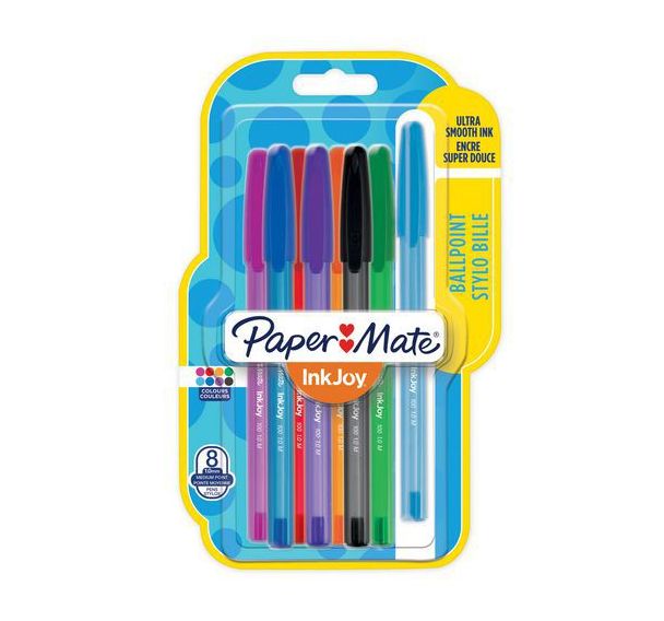 Lot de 8 stylos à bille Inkjoy capuchonnés assortis