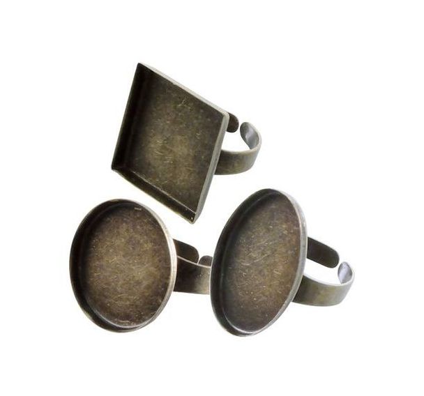 Lot de 15 bagues creuses en bronze à décorer