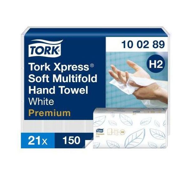 Lot de 21 Essuie-mains Multifold doux - 2 plis - H2 Premium
