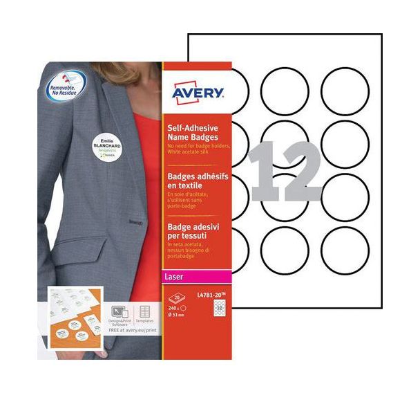 Lot de 240 Badges adhésifs ronds - diamétre 51mm