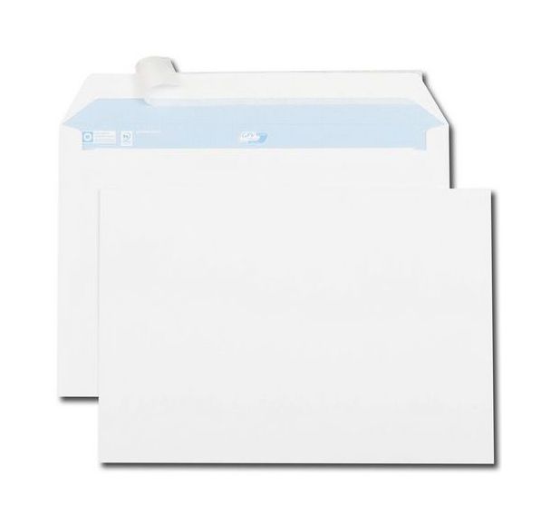 Lot de 250 Enveloppe blanche 90g bande de protection C4 229x324