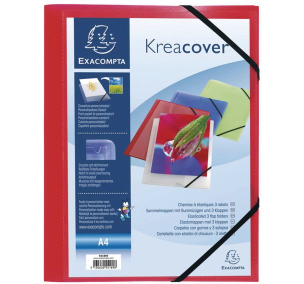 Lot de 25 Chemise à élastiques 3 rabats polypropylène opaque Krea Cover - A4