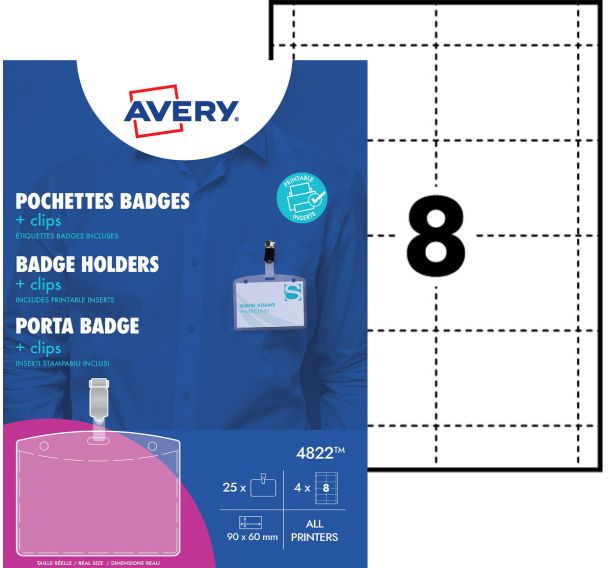 Lot de 25 Porte-badge avec clip métal - Transparent