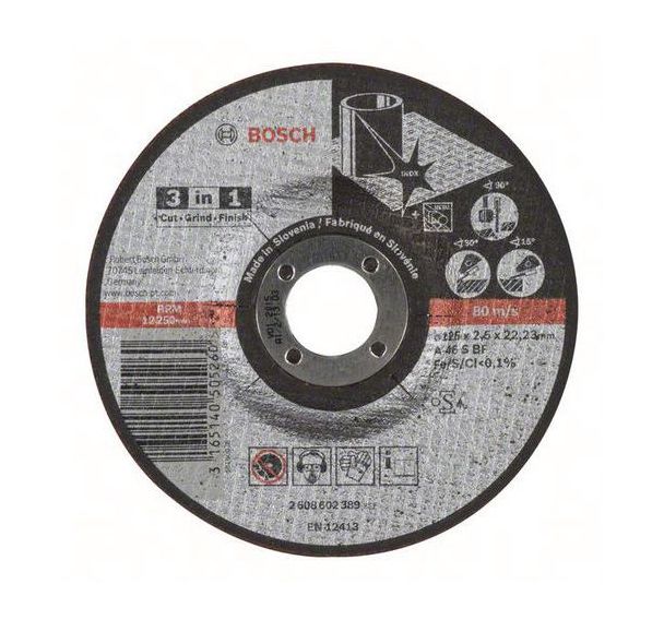Lot de 25 disques à tronçonner 3 en 1 A 46 S BF, 125 mm, 2,5 mm
