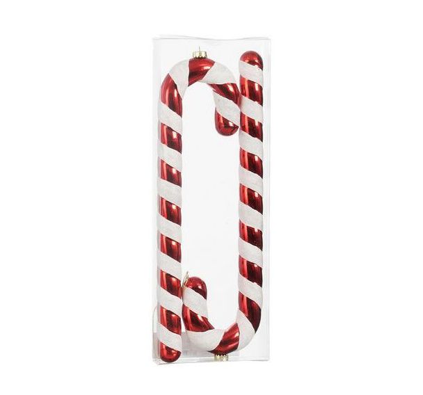 Lot de 2 Décorations de Noël en forme de canne à sucre - Rouge/blanc