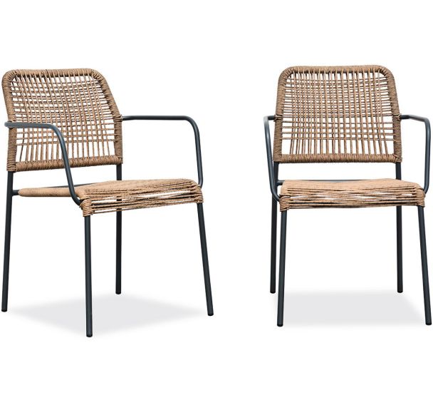 Lot de 2 Fauteuil de jardin en corde et acier-Anthracite