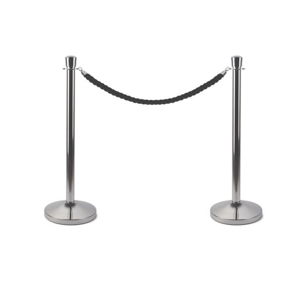 Lot de 2 Poteau à corder en acier chromé- Lot de 2