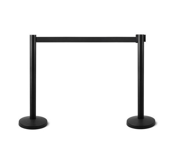 Lot de 2 Poteau aluminium noir à sangle noire 2,7m