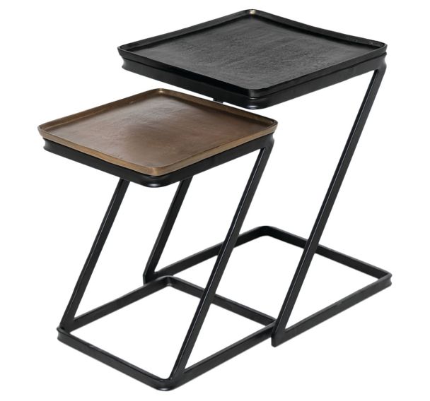 Lot de 2 Tables basses Nihal aluminium-Somcasa