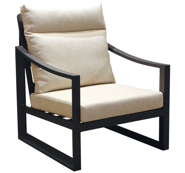 Lot de 2 fauteuils PRADO coussins/alu - beige/graphite