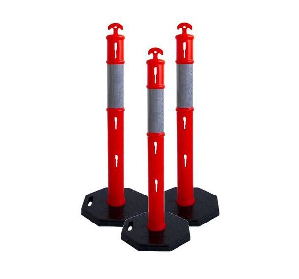 Lot de 3 Balise haute visibilité réfléchissante et socle lesté
