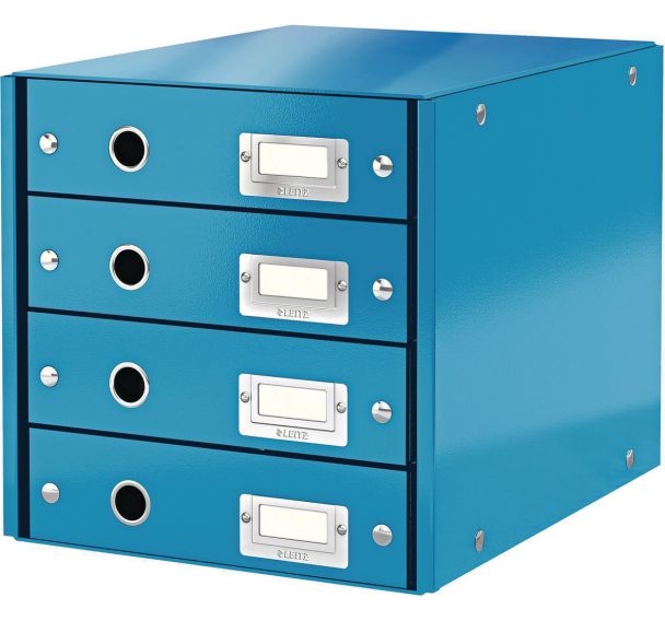 Lot de 3 Bloc de classement Leitz Click & Store, 4 tiroirs Bleu