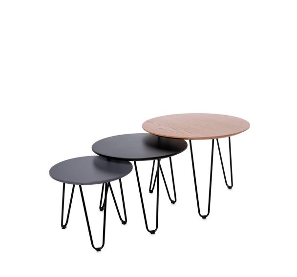 Lot de 3 Tables basses Tadeo blanc/noir/gris-Somcasa
