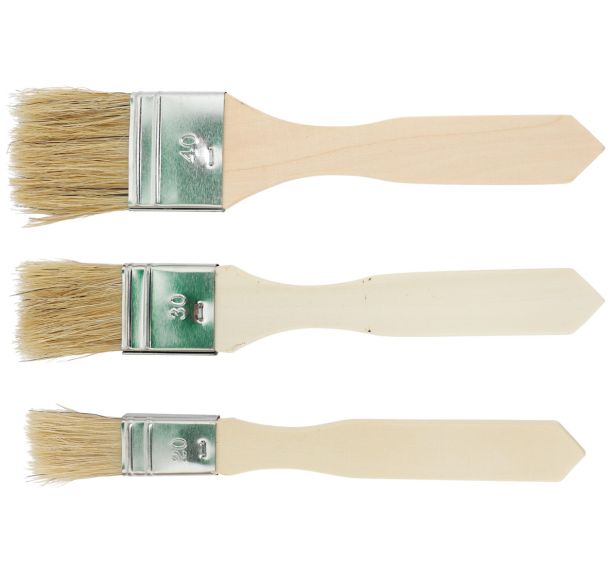 Lot de 3 brosses plates, manches plats