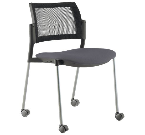 Lot 3 chaises réunion Kyos pied alu à roulettes - Sokoa