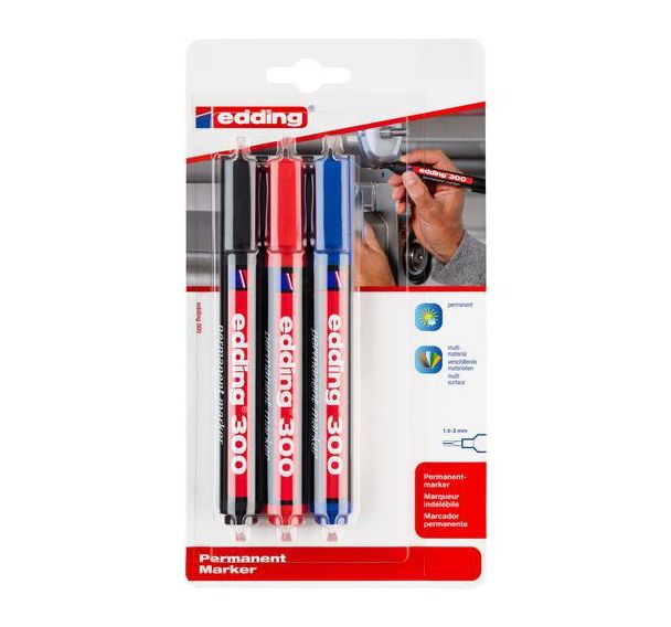Lot de 3 marqueur permanent e-300 - assortis - Edding