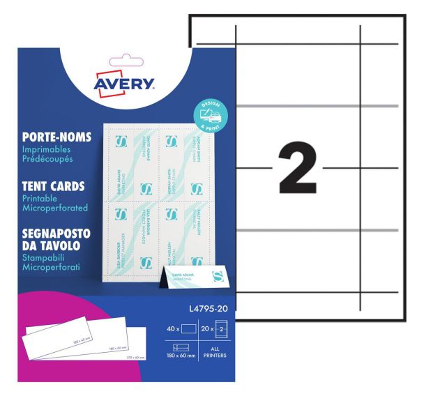 Lot de 40 Chevalets imprimables - Avery
