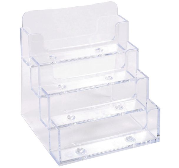 Lot de 4 Distributeur de cartes de visite 4 cases - Cristal