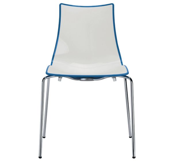 Chaises Zebra bicolore 4 pieds peint ou chromé lot 4 - S-CAB