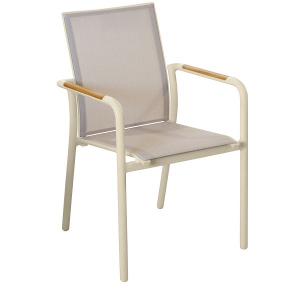 Lot de 4 fauteuils AROHA TPEP/alu teck - crème