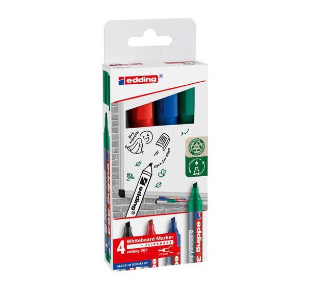 Lot de 4 marqueur effaçable e-363 pour tableau blanc