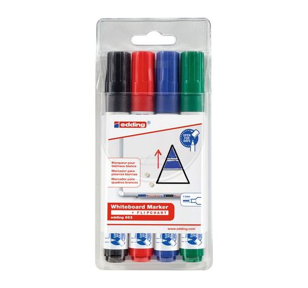 Lot de 4 marqueur effaçable e-663 pour tableau blanc