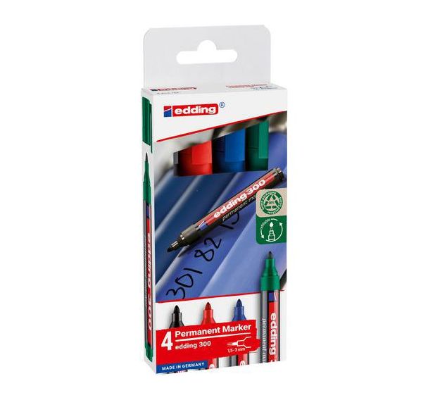 Lot de 4 marqueur permanent e-300 - assortis - Edding