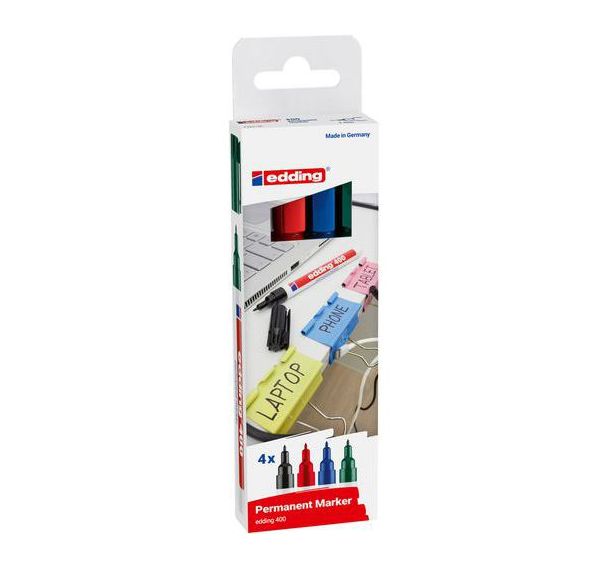 Lot de 4 marqueur permanent e-400 - assortis - Edding