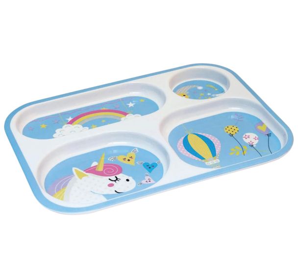Lot 4 plateaux 4 compartiments 30 x 22,2 Licorne mélamine - Plastorex