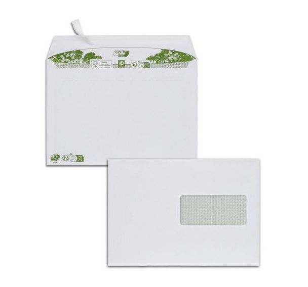 Lot de 500 Enveloppe extra blanche 80g avec fenêtre C5 162x229