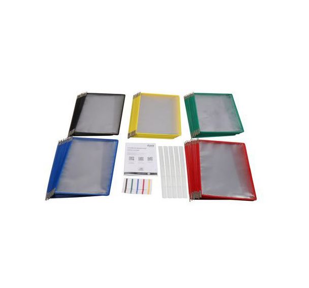 Lot de 50 50 Poches à pivot A4 asorti + 25 cavaliers de 50 mm