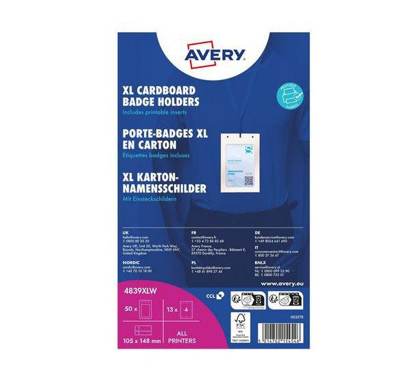 Lot de 50 Porte-badge en carton blanc