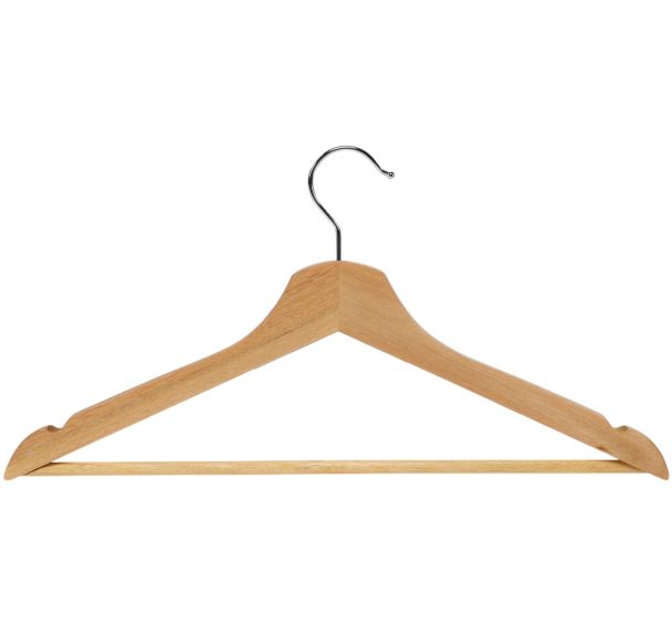 Lot de 5 Cintre avec porte-pantalon en bois naturel - Lot de 5 - Vepabins