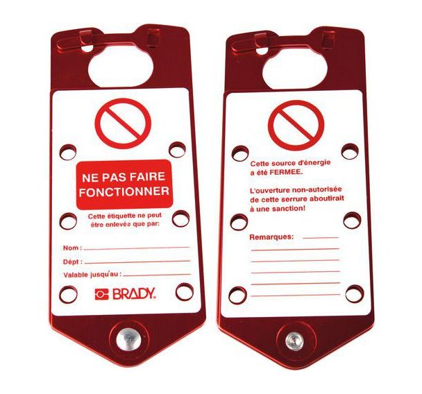 Lot de 5 Mâchoires de consignation de sécurité étiquetées - Brady