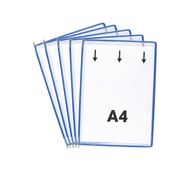 Lot de 5 Poche à pivots - A4 - portrait - bleu