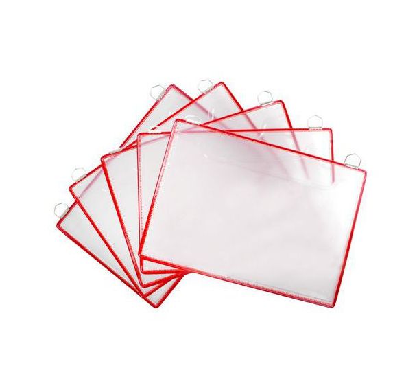 Lot de 5 Porte-brochure à accrocher - paysage - A4 - rouge