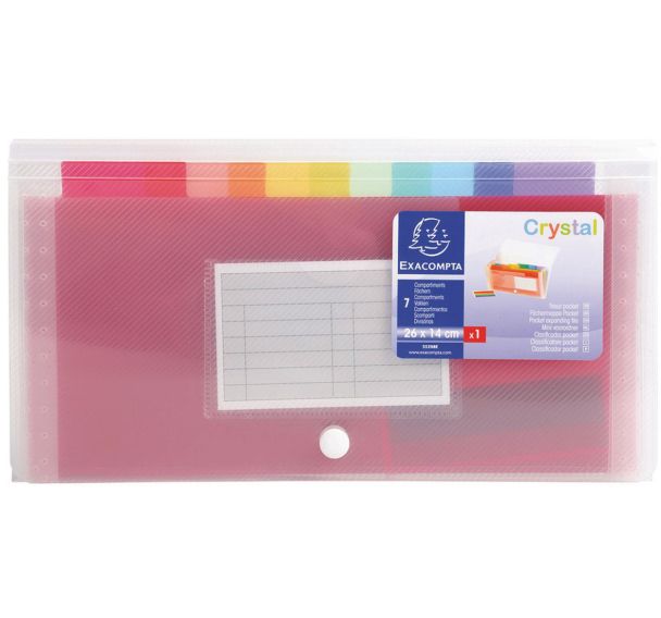 Lot de 5 Trieur pocket 6 compartiments en polypropylène Crystal - 11x18cm