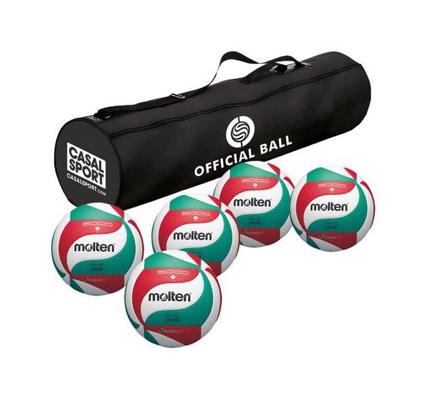 Lot de 5 ballons de volley Molten V5M5000 + sac de rangement