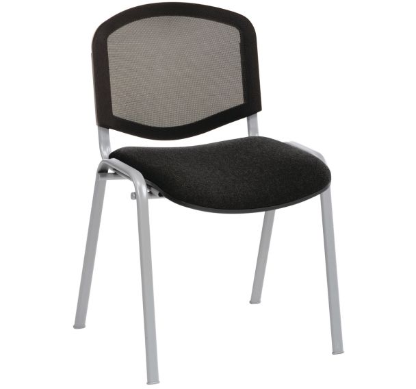 5 chaises Bliz piètement gris dossier résille noir assise tissu - GMCE