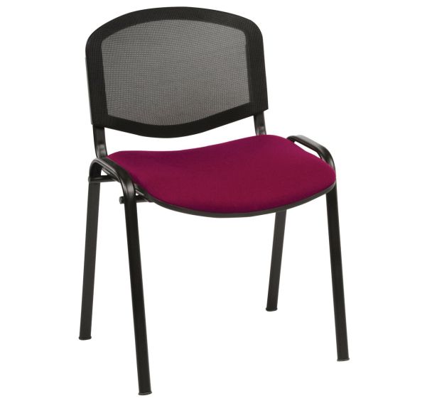 5 chaises Bliz piètement noir dossier résille noir assise tissu - GMCE